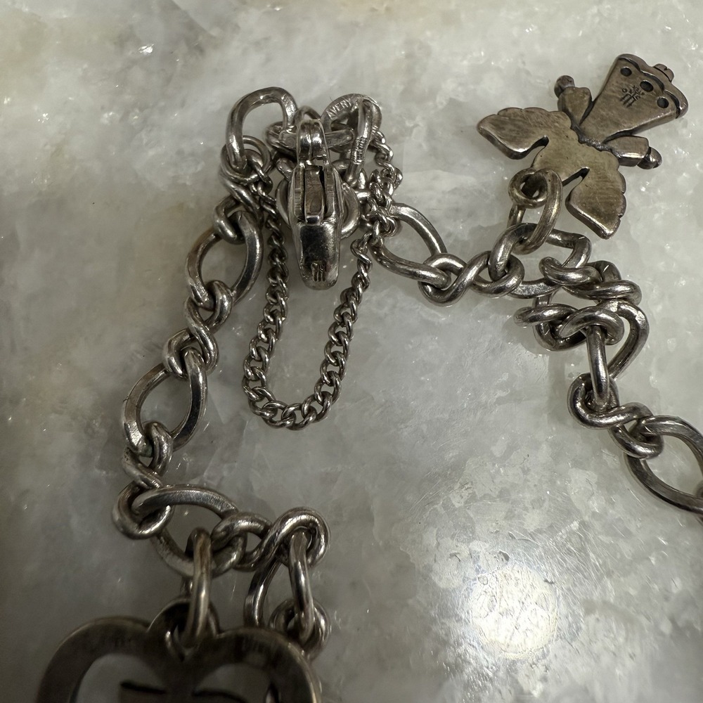 James Avery 925 Sterling Silver Charm Bracelet 2 Charms Adorned Angel And "A" - Picture 6 of 7